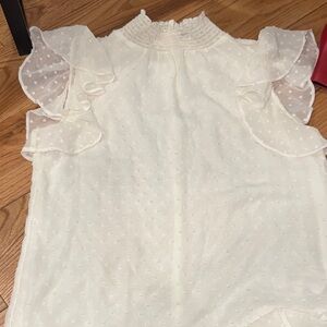 1. State Cream Blouse with Ruffle Details